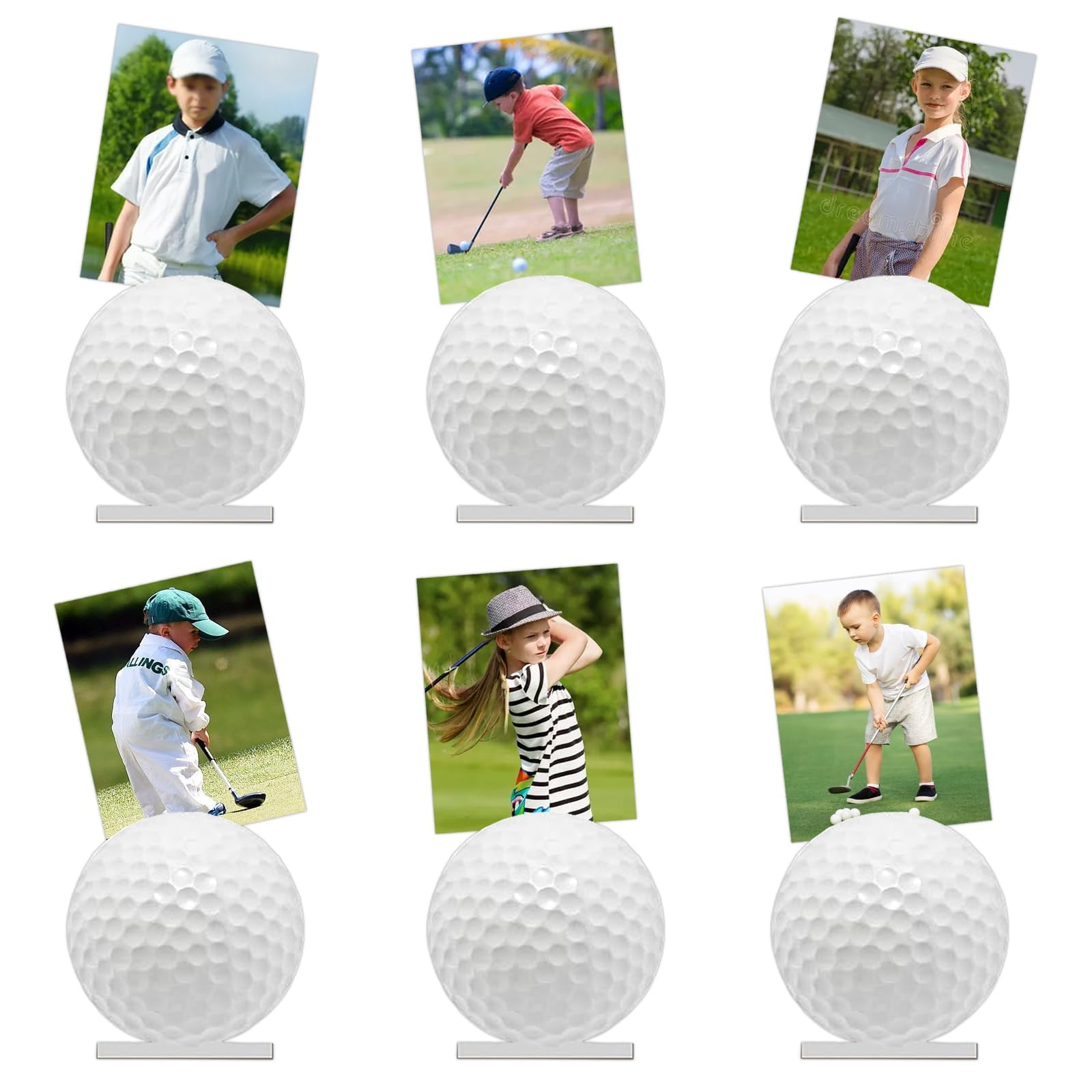 Photo 1 of 16Pcs Golf Photo Stand Golf Party Decorations Table Number Card Place Holder Sticky Note Holder Golf Centerpieces for Table Hole in One Birthday Party Supplies