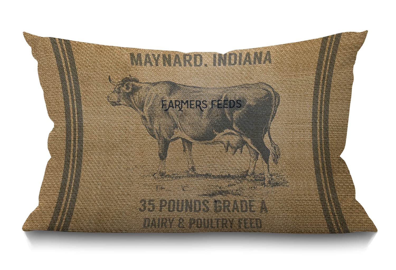 BGBDEIA Vintage Cow Feed Sack Oblong Rectangle Cushion Cover,Cow Cotton Linen Throw Lumbar Pillow Case Pillow Cover Home Office Decorative Rectangle 30 x 50 cm 12 X 20 Inches