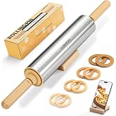 LUSHYUM 304 Stainless Steel Adjustable Rolling Pin with Thickness Rings | 2, 3, 6 and 10 mm rings for cookies, pie crust and pizza, with measurement marks, handles and a rolling pin or phone stand