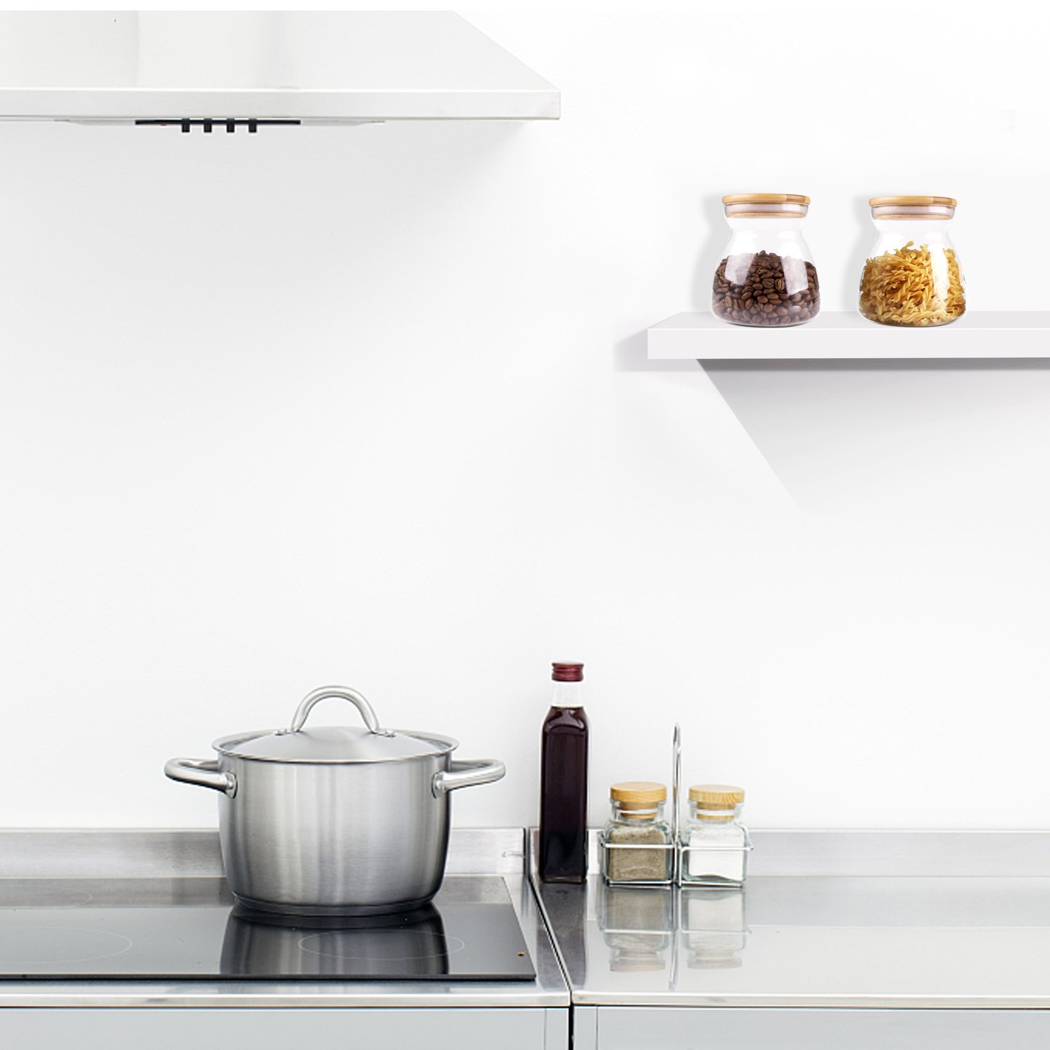 Morpilot Glass Storage Jars 700ml for Tea Coffee Sugar Biscuit Storage