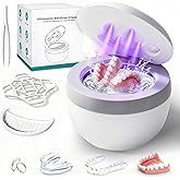 Upgraded Ultrasonic Retainer Cleaner Machine, 45kHz Ultrasonic Dentures Cleaner for Night Guards, Braces, Aligner, Toothbrush, Jewelry and More, 200ML Capacity, White (White)
