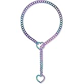 ADEMISHIA Heart O-ring Slip Chain Necklace For Women, Handmade Punk Gothic Cuban Necklace Jewelry Adjustable Lariat Y-Necklace