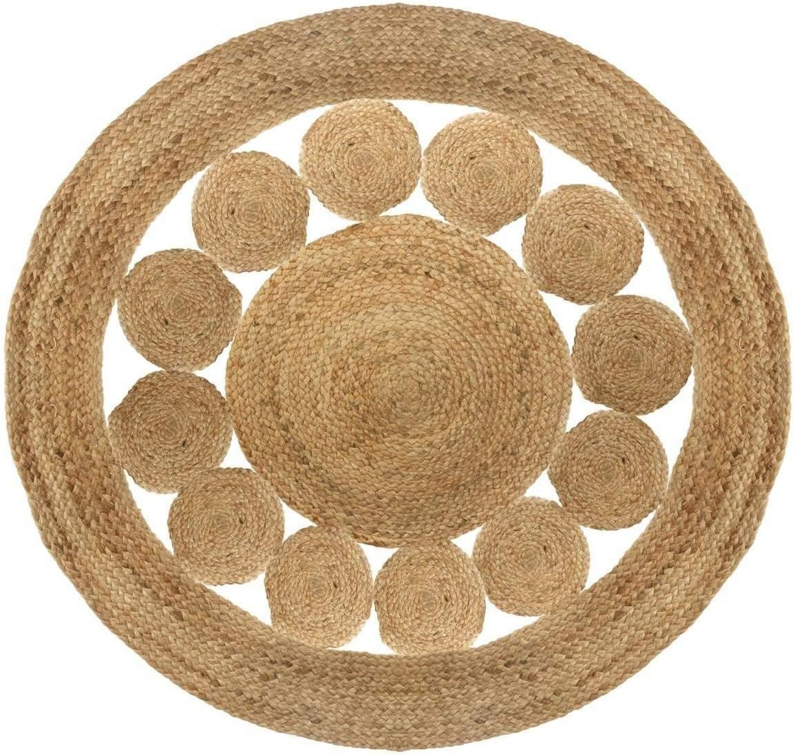 Atmosphera, Round Jute Rug with Openwork Pattern, Diameter 80 cm, Beige, 80 cm (Rond) - Image 3