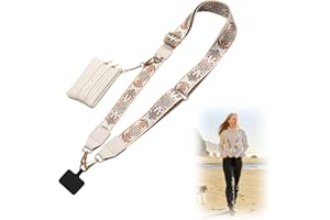 CUEDM Cell Phone Lanyard Crossbody,Adjustable Cell Phone Strap with Wristlet,Clip and Go Strap for Phone with Wallet
