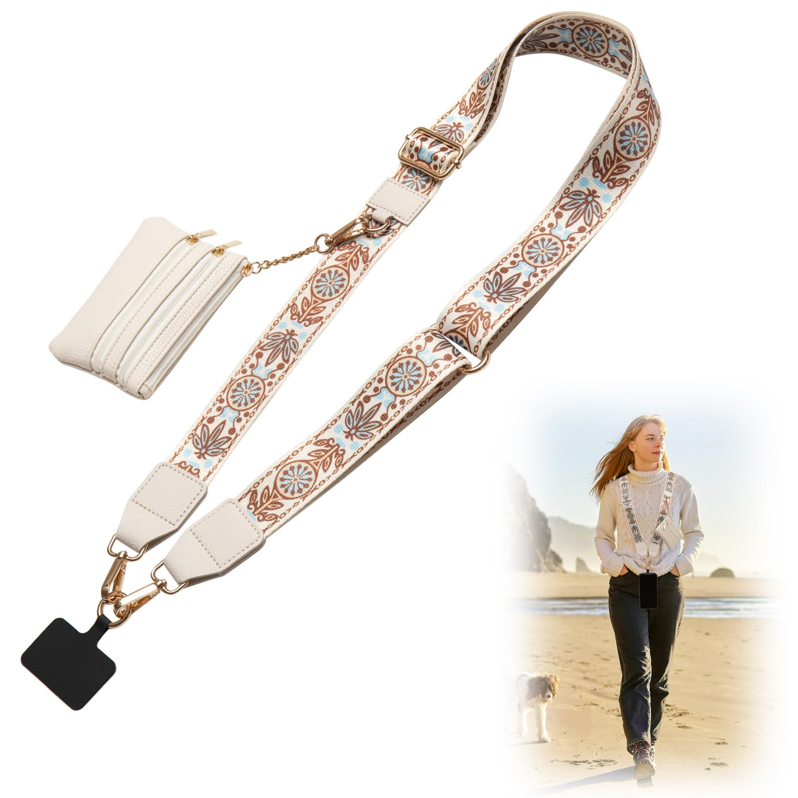 Photo 1 of CUEDM Cell Phone Lanyard Crossbody,Adjustable Cell Phone Strap with Detachable Wristlet,Clip and Go Strap for Phone with Wallet Crossbody