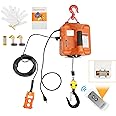 BEAMNOVA 3 in 1 Portable Electric Hoist 110V Wireless Remote Control with Battery Included 110V Winch Crane Machine Hook Pulley System 500kg 1102lbs Capacity with Gloves