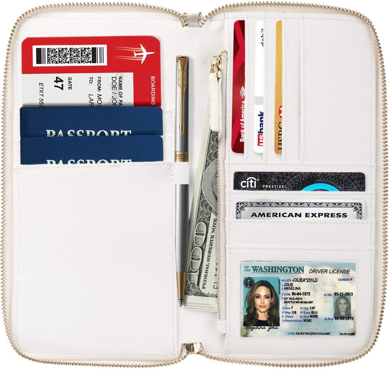  | Travel Document Organizer - RFID Passport Wallet Case Family Holder Id Wristlet (White) | Passport Wallets