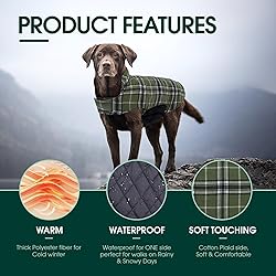 Kuoser Warm Dog Coat, Waterproof Dog Jacket for