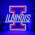 Foxiden Illinois Neon Signs for Wall Decor,Dimmable City Name Basketball Team Neon Light,Usb Powered for Bar Club Store Party Man Cave Home Wall Decor Birthday Gifts (13 * 12.6in)