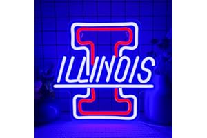 Foxiden Illinois Neon Signs for Wall Decor,Dimmable City Name Basketball Team Neon Light,Usb Powered for Bar Club Store Party Man Cave Home Wall Decor Birthday Gifts (13 * 12.6in)