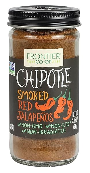 FRONTIER CO-OP GROUND CHIPOTLE, 2.15 OUNCE, DRIED, SMOKED PEPPERS, RICH AROMA, SMOKEY & EARTHY FOR SOUTHWEST & MEXICAN FOODS