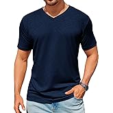 Runcati Mens T-Shirts Short Sleeve V Neck Casual Classic Shirt Summer Stretchy Regular Fit Lightweight Tees
