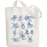 ANATTASOUL Canvas Tote Bag Reusable Cotton Bag for Women, Large 14.96"x 15.74" Cloth Shoulder Bags with Zipper Pockets