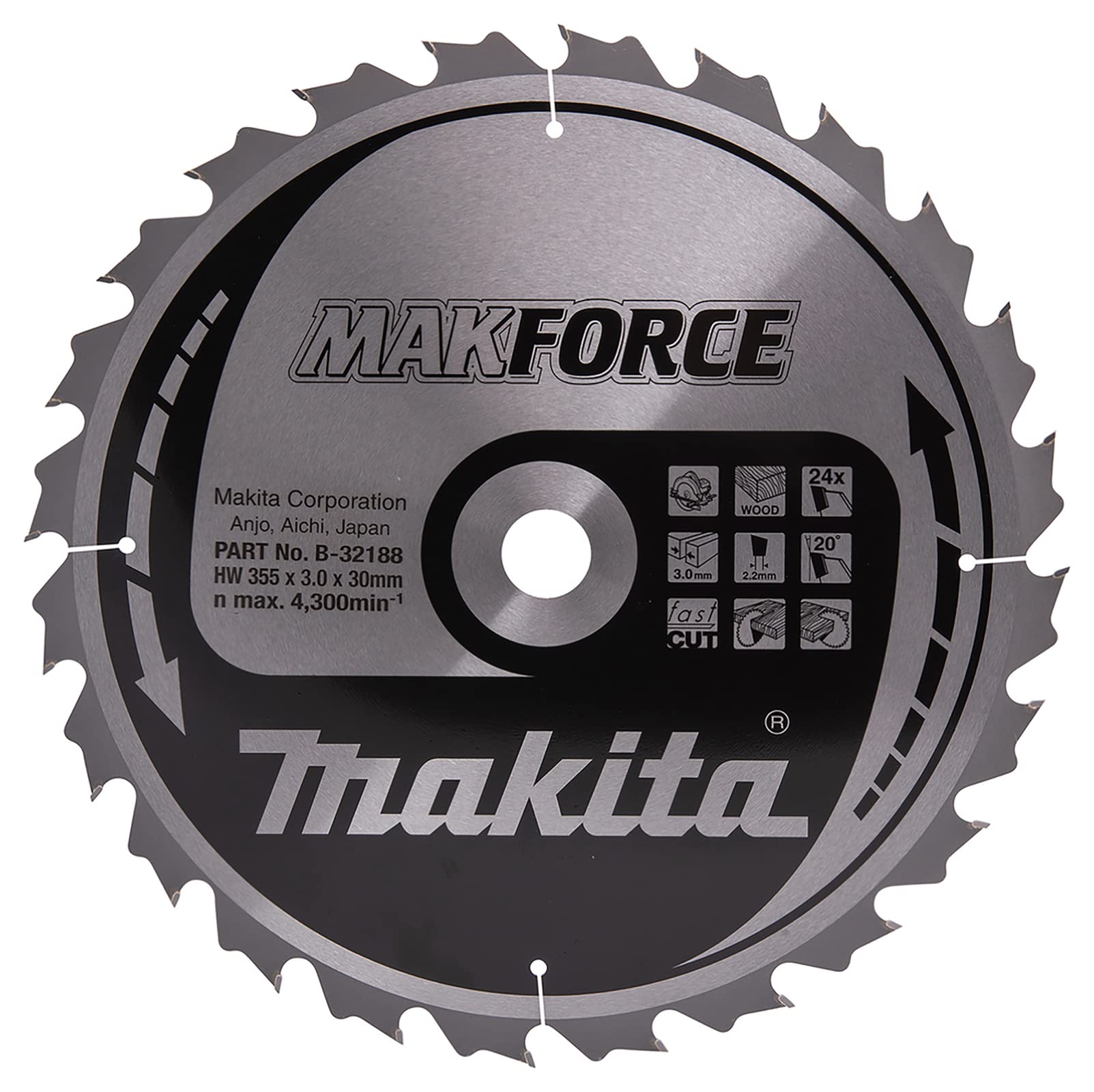 Makita B-32188 MAKFORCE TCT Saw Blade 355x30x24T