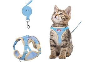 wanheart Cat Harness and Leash Set Escape-Proof Adjustable cat Leash and Harness Combo Suitable for All cat Breeds (Blue, M)