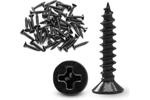 Jersvimc #6 x 3/4" Black Wood Screws - 120Pcs Oxide Coated Flat Head Screws, Carbon Steel 18-8 Black Screws Phillips Head Scrws for Wood Drywall Plastic Metal