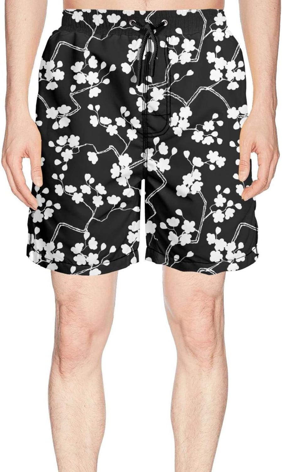 LKIMNJ Mens Print Boardshorts Spring Natural Flowers Quick Dry Comfortable Pockets Mesh Lining