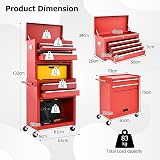TANGZON Lockable Rolling Tool Cabinet with Middle Compartment Red view 6