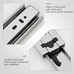LONTAN 2 Pairs Silver Drawer Slides 16 Inch Side