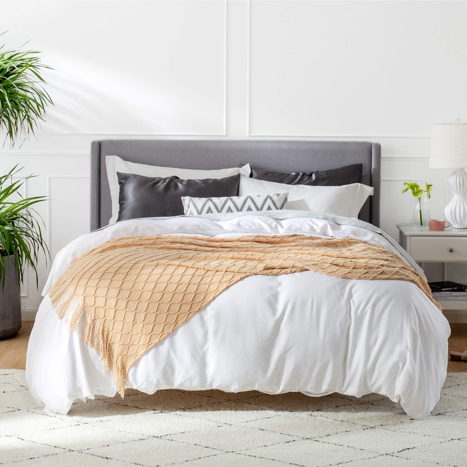 Bedsure 100% Acrylic Knit Throw Blanket, 50×60 Inch - Soft Warm Cozy Lightweight Decorative Blanket with Tassels for Couch, Bed, Sofa, Travel - All Seasons Suitable for Women, Men and Kids (Camel): Home & Kitchen