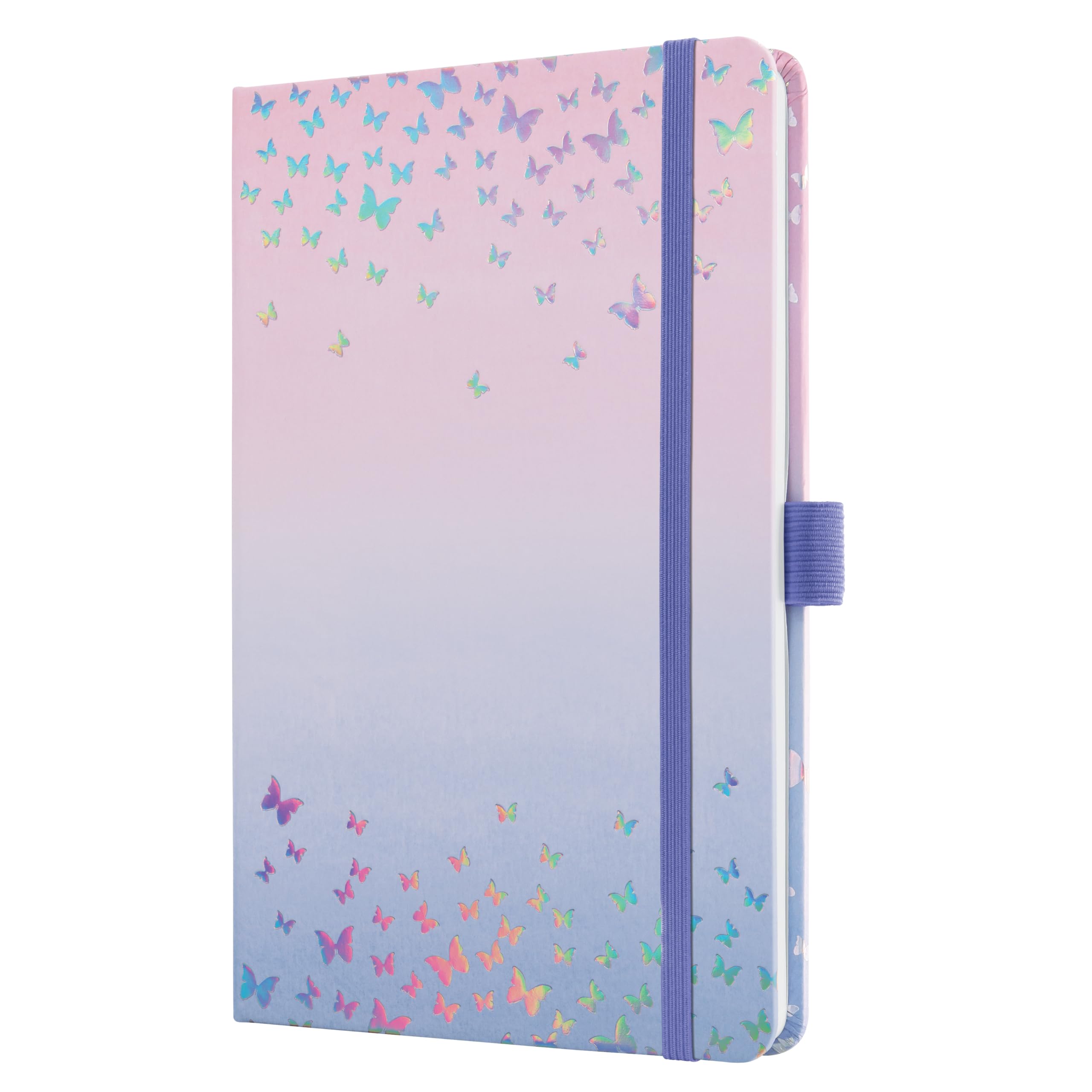 SIGEL J5347 Jolie Weekly Planner 2025, Design Butterfly Confetti Candy, 13,5 x 20,3 cm, hardcover, 174 Pages, Violet, Pink