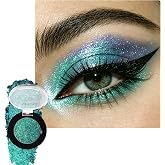 Chameleon Chrome Eyeshadow, Peacock Green to Blue Multichrome Shimmer Eye Shadow, Highly Pigmented Long Lasting Holographic Teal-Violet Iridescent Eye Shadow for Daily, Mermaid Makeup, Halloween Party