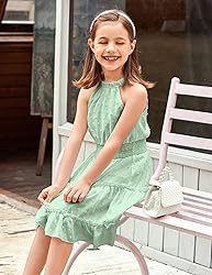 Arshiner Girls Summer Dress Formal Cold Shoulder