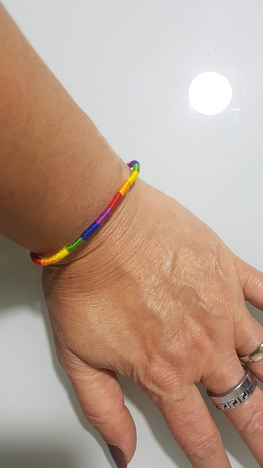JewelryWe Gioielli Braccialetto Dello Schiavo LGTB Orgoglio, Acciaio Braccialetto Bracciale In Acciaio, World Pride Arcobaleno Felice Orgoglio, Bracciale Unisex - 6