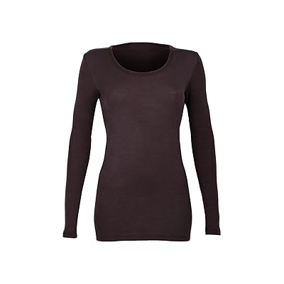 DILLING Women's Top - Organic Merino Wool Brown Melange 14