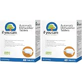 If You Care Dishwasher Tablets 40 Count - Powerful, Plant Based, Concentrated, Biodegradable, Natural Dish Cleaner Detergent, Dishwashing Soap Tabs (Pack of 2)
