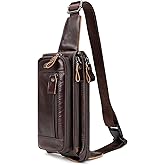 HUMERPAUL Leather Fanny Pack for Men Women, Fashion Waist Packs Small Crossbody Chest Bag with Adjustable Belt for Outdoor Travel Hiking Cycling