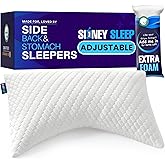 Sidney Sleep Adjustable Curved Contour Fill Pillow – Queen Size – for Side and Back Sleepers – Neck & Shoulder Comfort Support – Extra Fill Included (White)