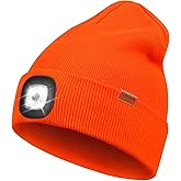 YunTuo LED Beanie with The Light, Unisex USB Rechargeable Headlamp Winter Knitted Cap Gifts for Men Dad Husband Him
