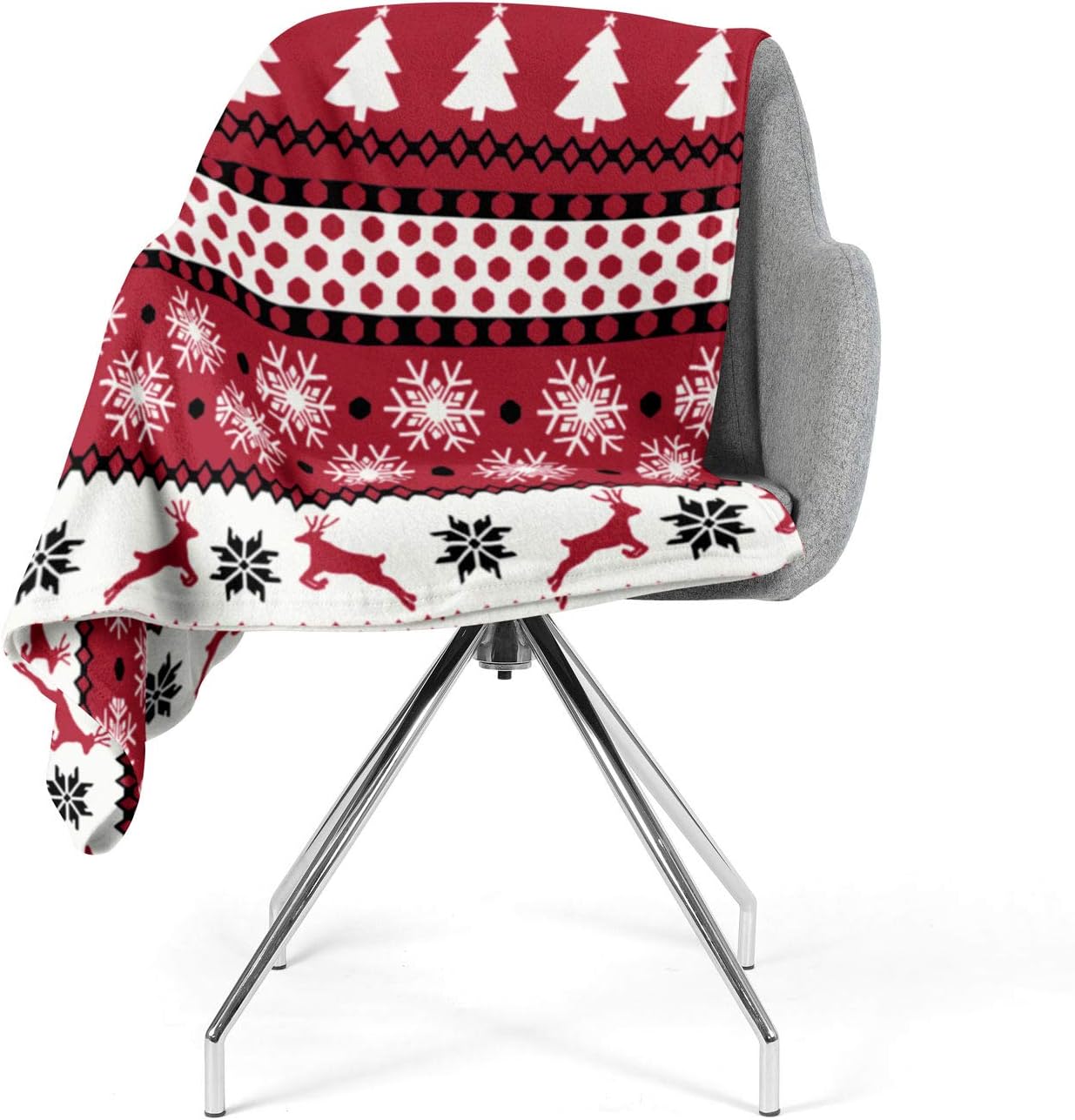 IT IDEAL TEXTILES Nordic Winter Fleece Throw Blanket, Cosy & Plush Christmas Blankets, Super Soft Festive Xmas Throws, Red, Multi (Fairisle Reindeer, 130cm x 180cm)