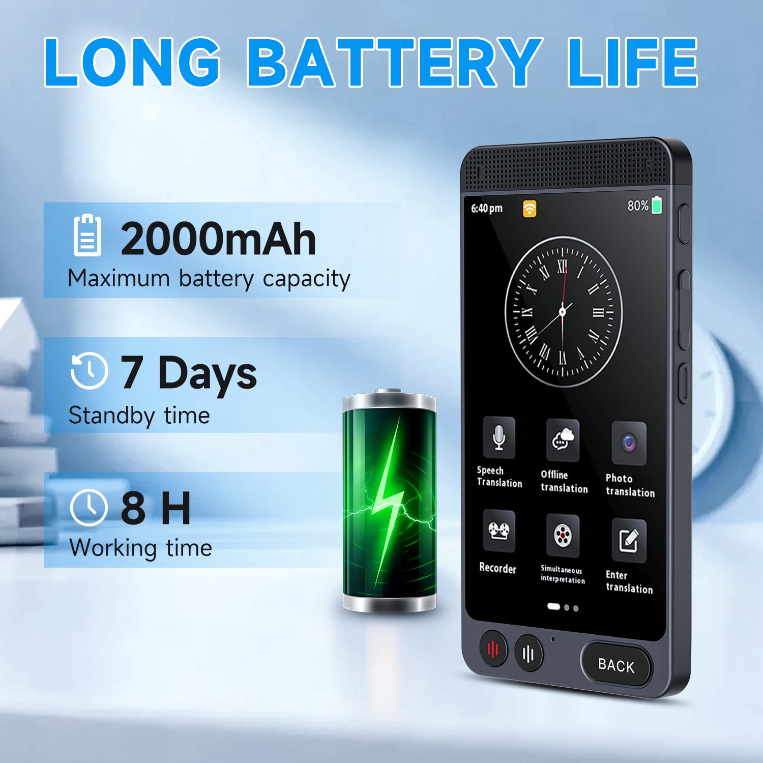 Offline Language Translator Device, D21 Instant Translator No WiFi Needed, 142 Languages Two Way Real-Time Voice Translation, Recording&Photo AI Translator for Business Learning Travel