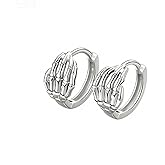 Skeleton Hand Earrings for Women, Skull Hand Earrings Silver Plated Hypoallergenic Hoop Earrings, Edgy Gothic Boho