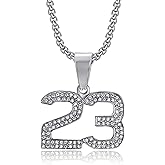 NEGS 18K Gold Plated Number 23 Jersey Pendant Basketball Star Memorial Souvenir Punk Rock Stainless Steel Necklace, 24 Inch Chain Gothic Jewelry for Men Women Sports Gift