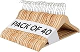 REQUISITE NEEDS Wooden Coat Hangers 40 Pack 360° Swivel Hook Non-Slip Grooved