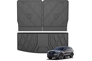 AOMSAZTO Cargo Liner & Backrest Mat for 2020-2026 Ford Explorer 6/7 Seats - TPE All Weather Anti-Slip Easy to Clean Waterproo