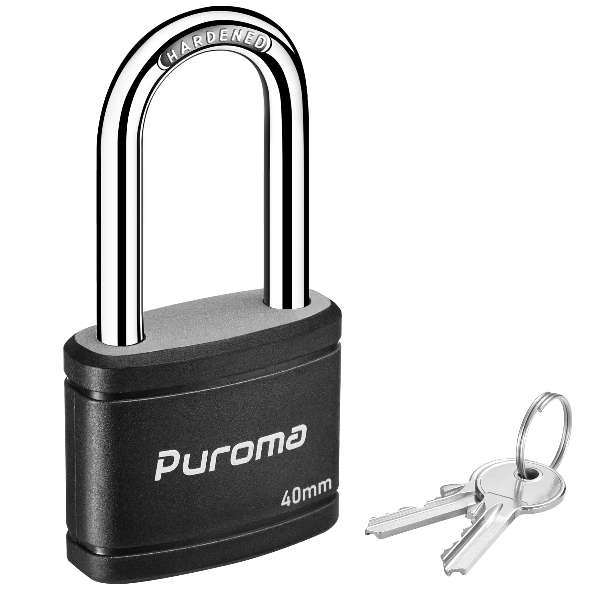 Photo 1 of Puroma Keyed Padlock with 2 Keys Alike, 1.8 Inch Locker Lock 40mm Heavy-Duty Locks for Gate Fence Hasp Cabinet Toolbox School Gym Locker (Black)