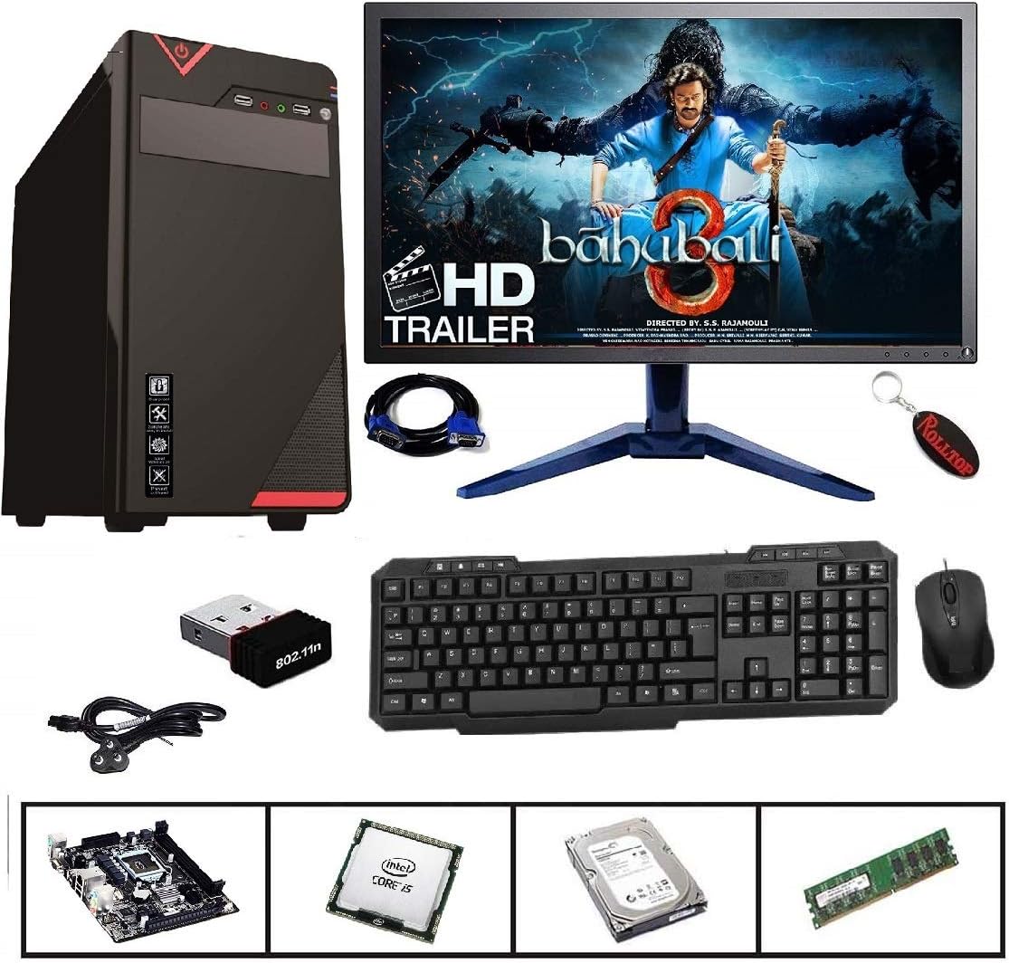 Rolltop® Assembled Desktop Computer,Intel Core i5 3.2 GHZ Processor,H 55 Motherboard, 19 Inch LED Monitor, 4GB RAM, Windows 10 & MS Office Trial Version