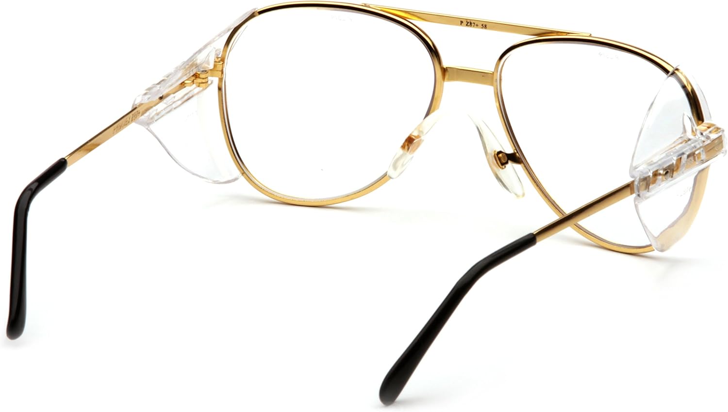 Pyramex Pathfinder Aviator Safety Glasses with Gold Frame and Clear Lens: Sports & Outdoors