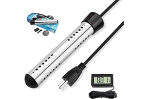 JESTOP Anti-scalding Bucket Heater, Electric Immersion Water Heater with Digital LCD Thermometer, Stainless Steel Guard Submersible Heater, Rapid Heating in Minutes