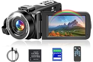 THPACIP Video Camera Camcorder, Full HD 1080P Camcorder 48MP 16X Digital Video Camera for YouTube, 3.0 Inch IPS Screen Vlogging Camera Recorder with Remote Control, 32GB Card and Battery