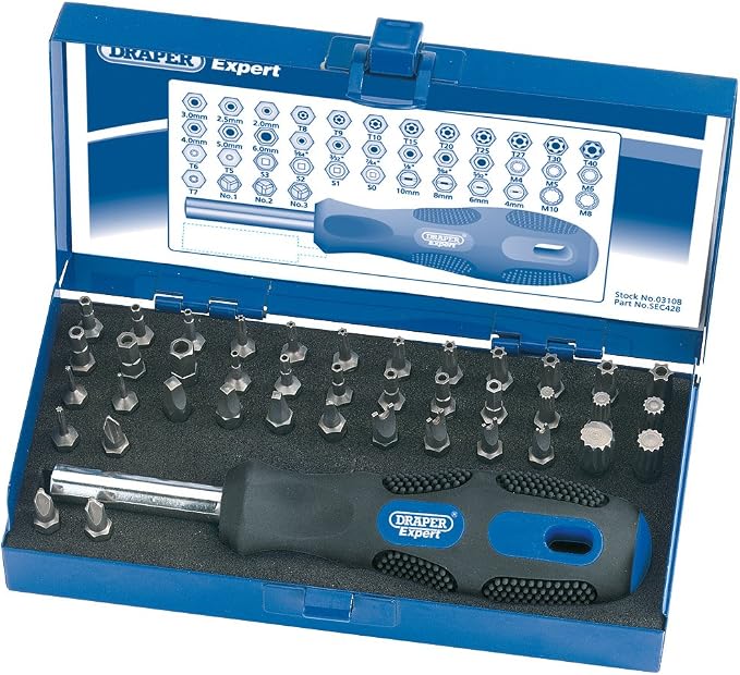 Draper Sicherheits-Bit-Set 42-teilig – Inkl. TX, Sechskant, Pozidriv Bits, Mit Box