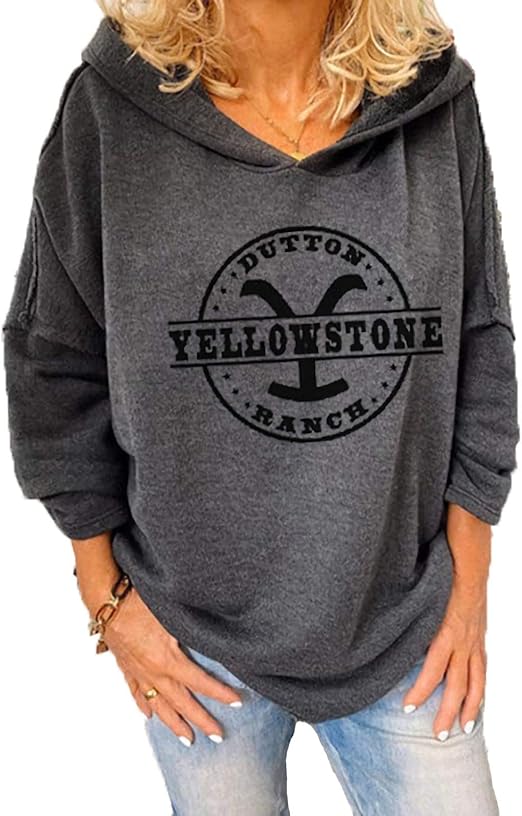 Buy IVERIRMIN Yellowstone Hoodie for Women, Long Sleeve Yellowstone Print Hooded Sweatshirt