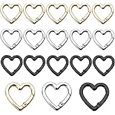 SyhirNmly 18 PC Heart Carabiner Clips, Cute Gold Heart Keychain Clip Spring Snap Clasp Hook Key Ring for Camping Backpack Bottle DIY Crafts