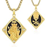 DRINSPER Hecate Tarot Card Necklace Triple Moon Hekate Goddess of Witches Pendant for Women Men 925 Sterling Silver 18k Gold Plated Hecate Ancient Greek Mythology Witchcraft Magic Amulet Jewelry Gift