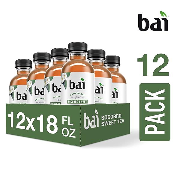BAI ICED TEA, SOCORRO SWEET, ANTIOXIDANT INFUSED SUPERTEA, CRAFTED WITH REAL TEA (BLACK TEA, WHITE TEA), 18 FLUID OUNCE BOTTLES, 12 COUNT (PACK OF 1)