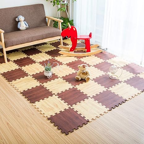 Amazon Co Jp パズルマット ジョイントマット 赤ちゃん 16枚組 30ｃｍ 木目 フロアマット キッズ ベビー エコ 洗える 防音 ケガ防止 クッションマット プレイマット かわいい 淡色 暗色 ホーム キッチン
